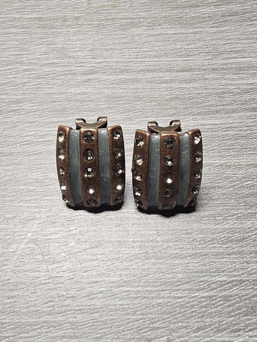 Vintage Bronze Rhinstone Square Post Earrings